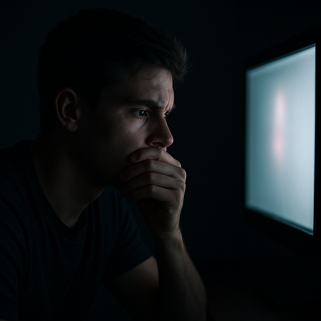 Boy infront of screen
